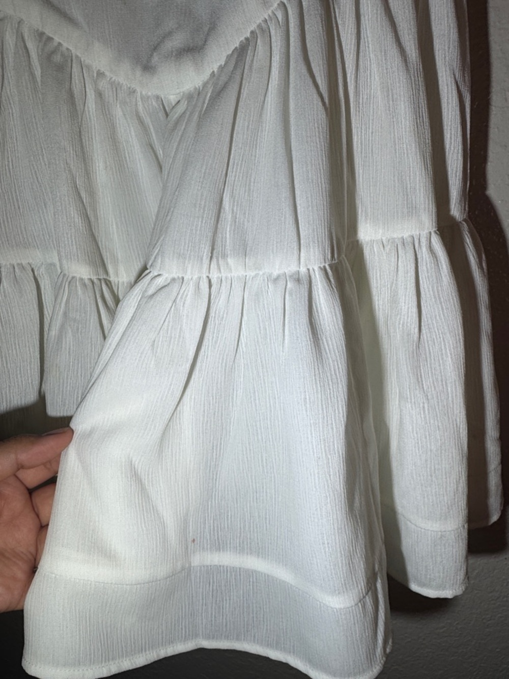 White Tiered Spaghetti Strap Mini Dress - Picture 7 of 8